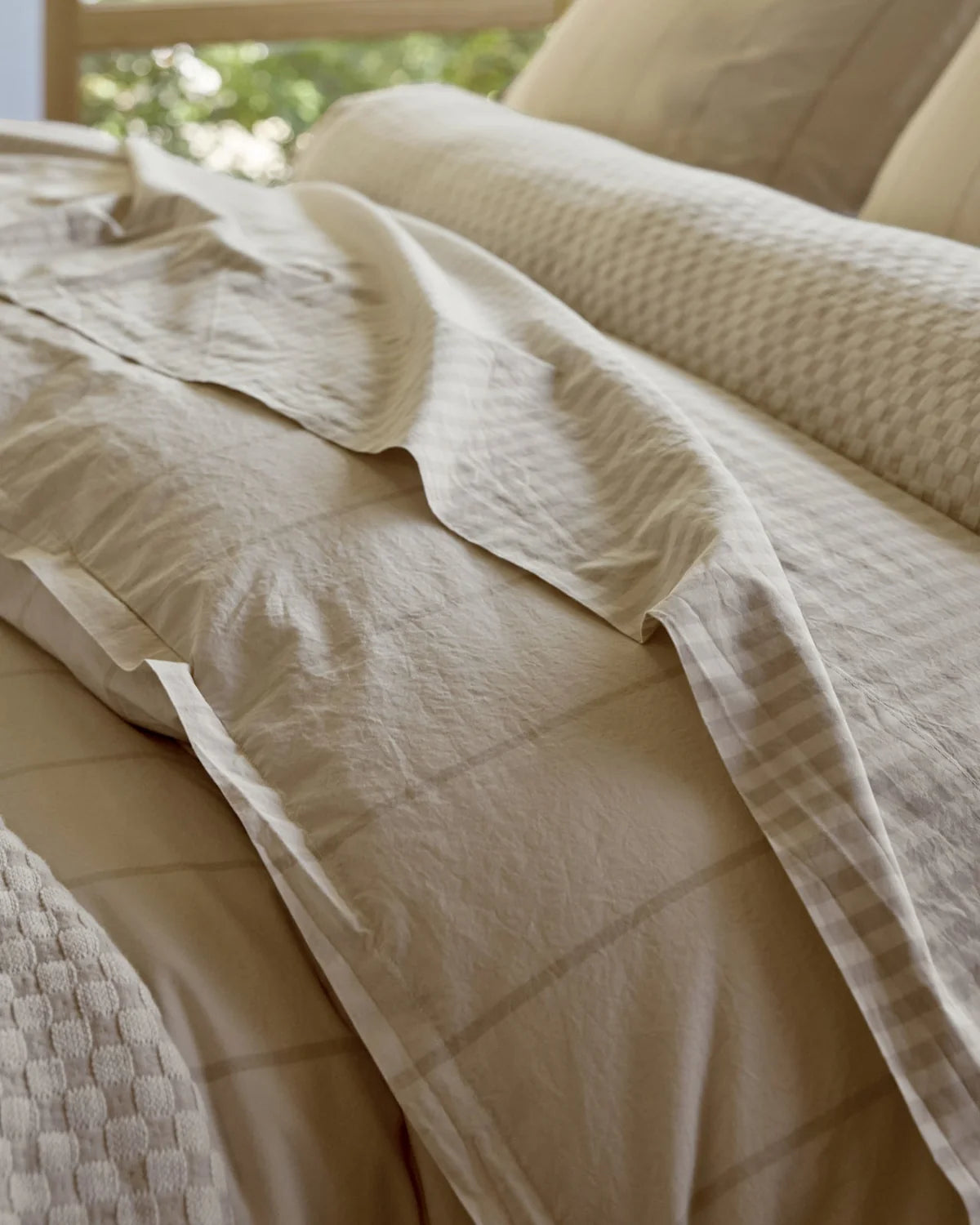 Bone Stripe Percale Duvet Cover