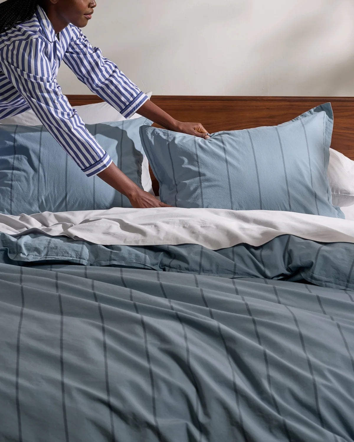 Dusk Stripe Percale Duvet Cover