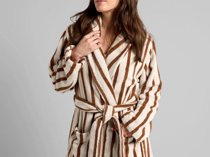 Bone & Tobacco Terry Stripe Robe