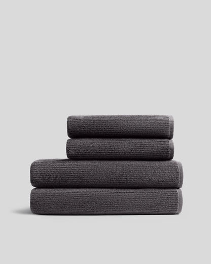 2+2 Dark Grey Soft Rib Bath Bundle