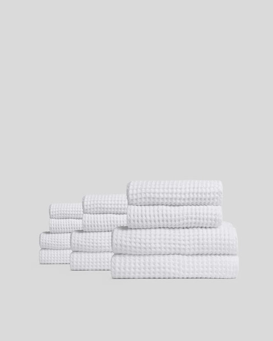 6+6 White Waffle Bath Bundle