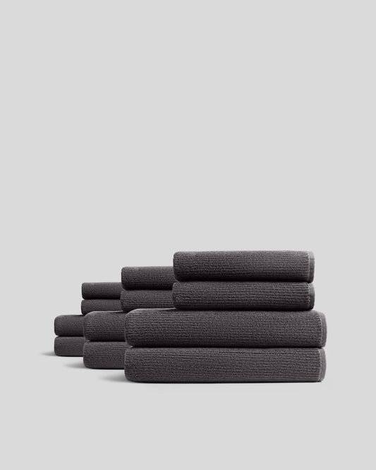 6+6 Dark Grey Soft Rib Bath Bundle