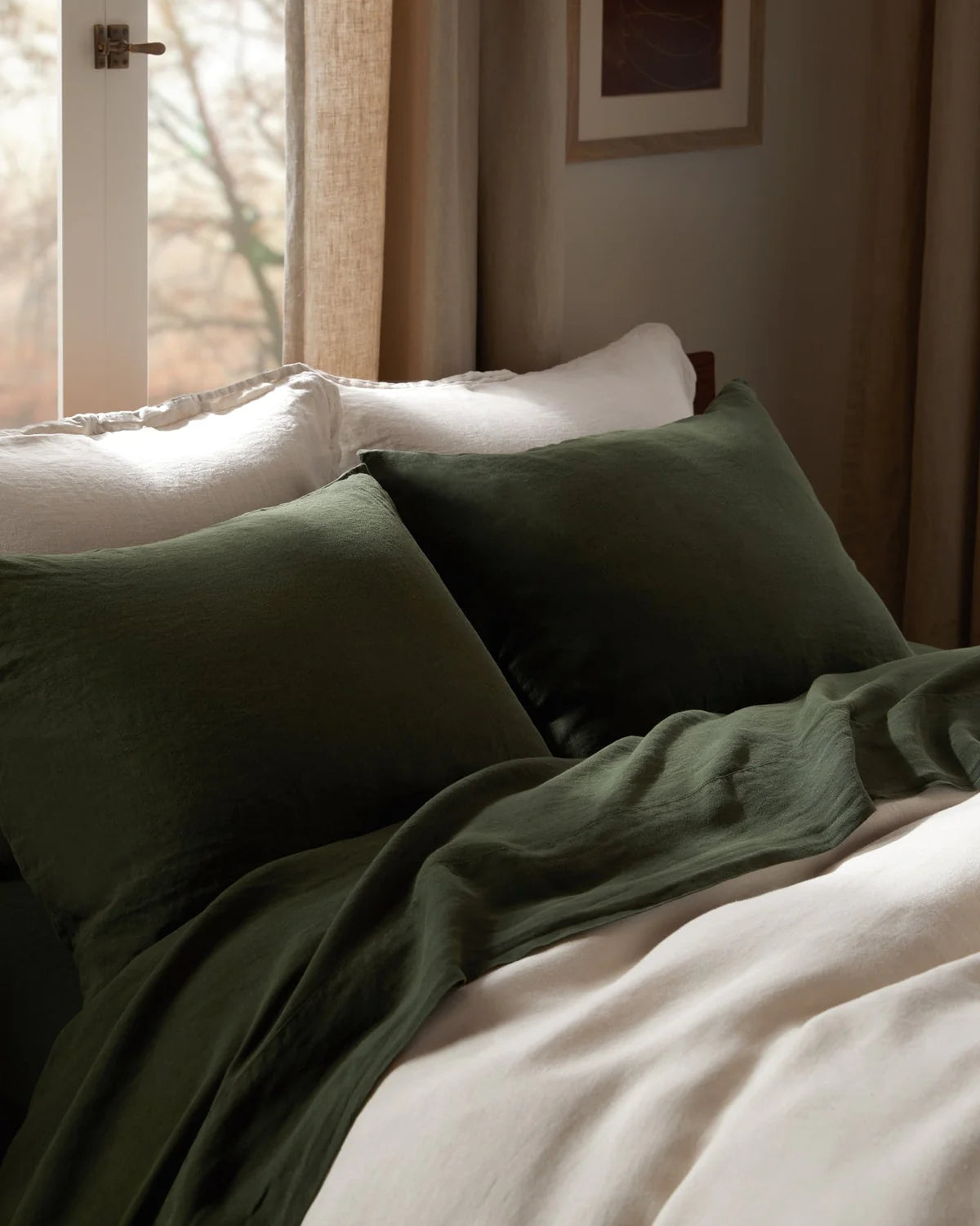 Evergreen Linen Pillowcase Set