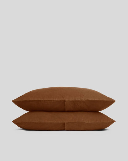 Tobacco Linen Pillowcase Set