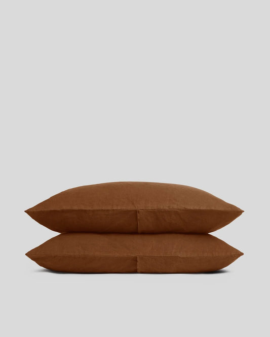 Tobacco Linen Pillowcase Set