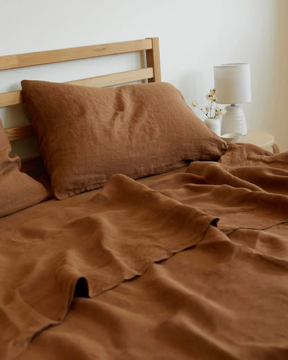 Tobacco Linen Pillowcase Set