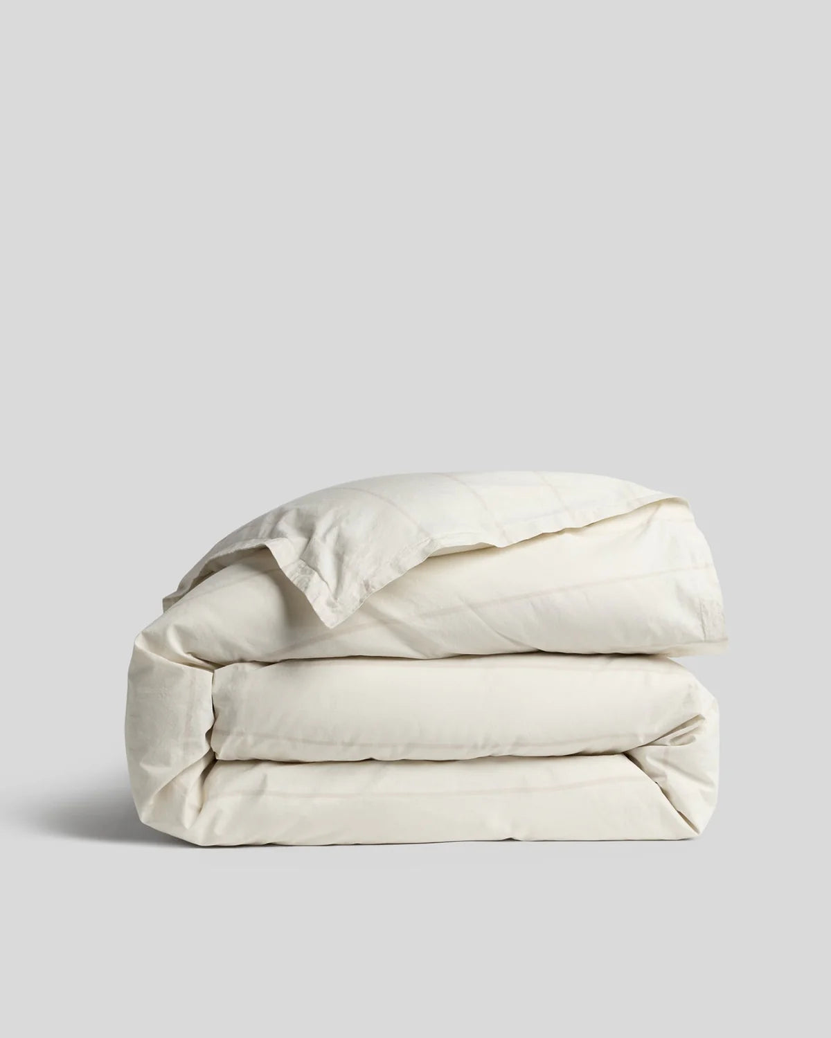 Bone Stripe Percale Duvet Cover
