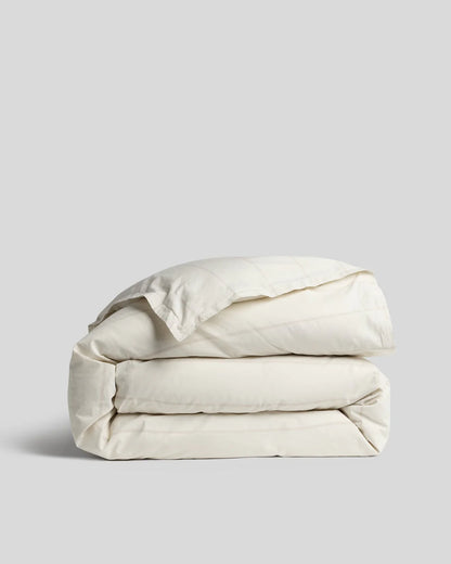 Bone Stripe Percale Duvet Cover