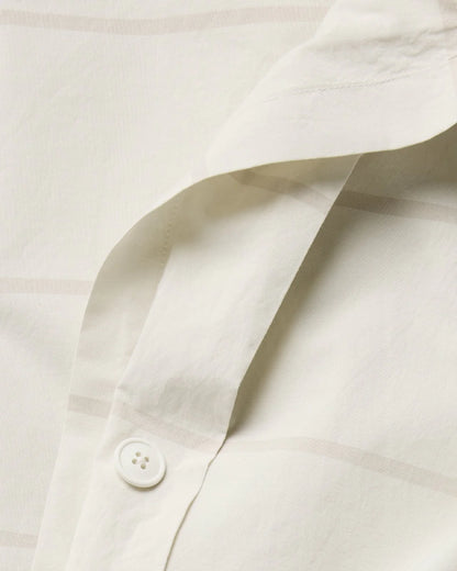 Bone Stripe Percale Duvet Cover