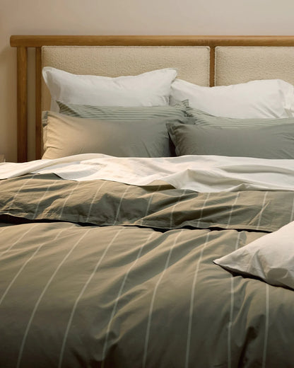 Moss Stripe Percale Duvet Cover