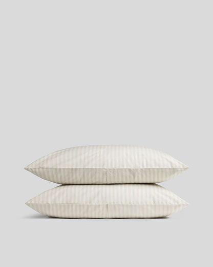 Bone Stripe Percale Pillowcase Set