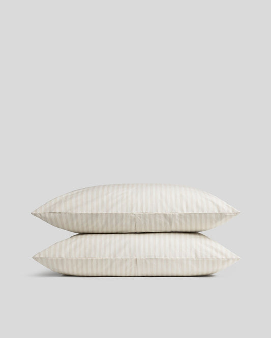 Bone Stripe Percale Pillowcase Set