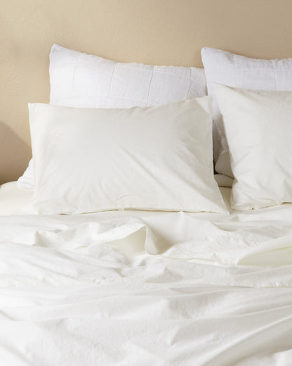 Cream Percale Pillowcase Set