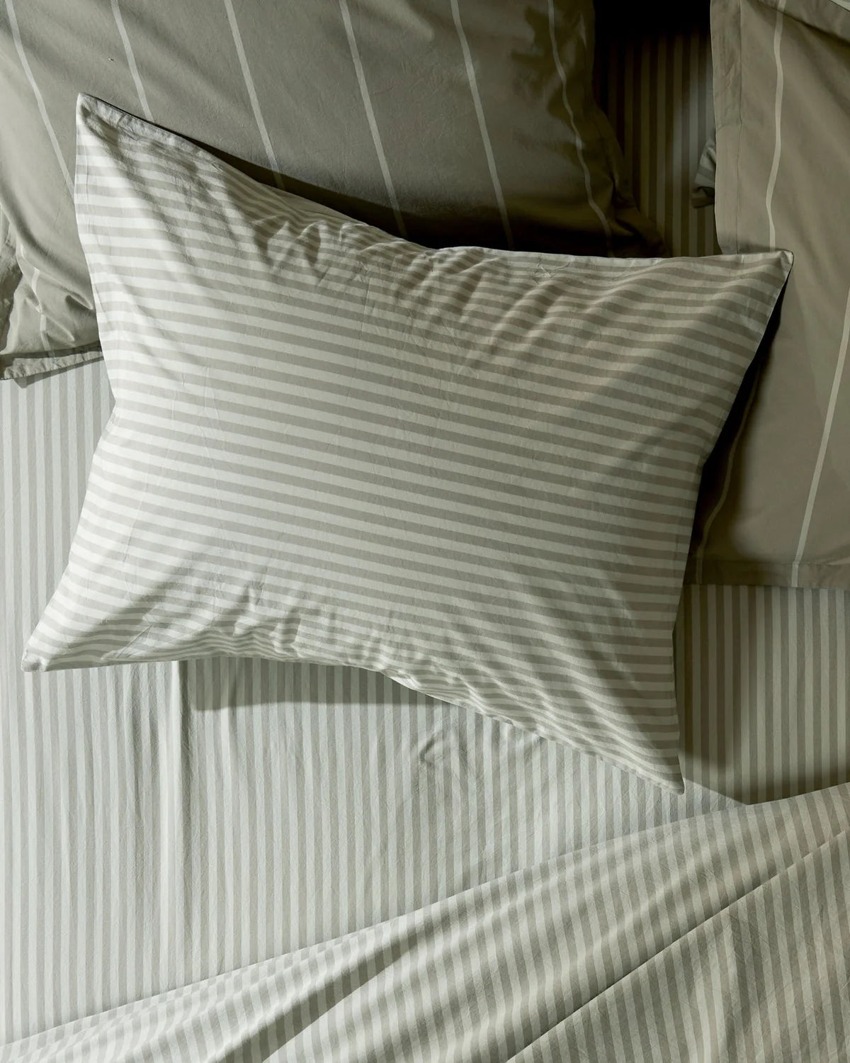 Moss Stripe Percale Pillowcase Set