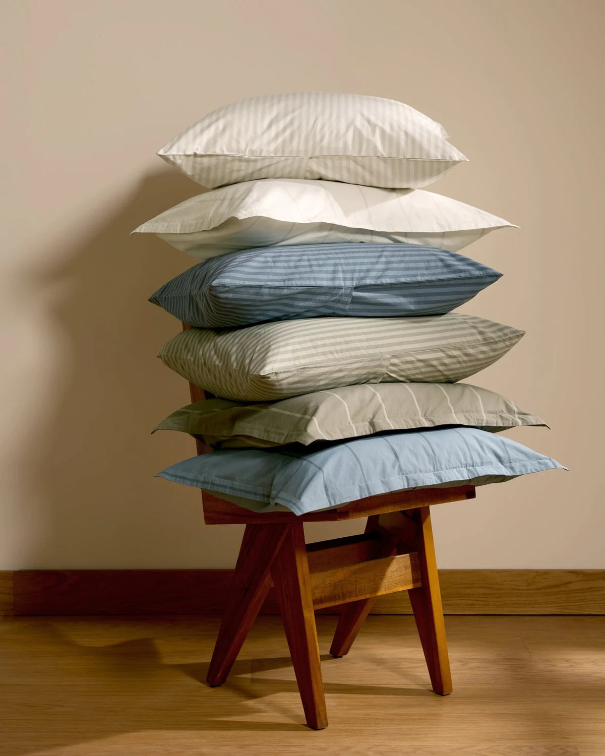 Moss Stripe Percale Pillowcase Set