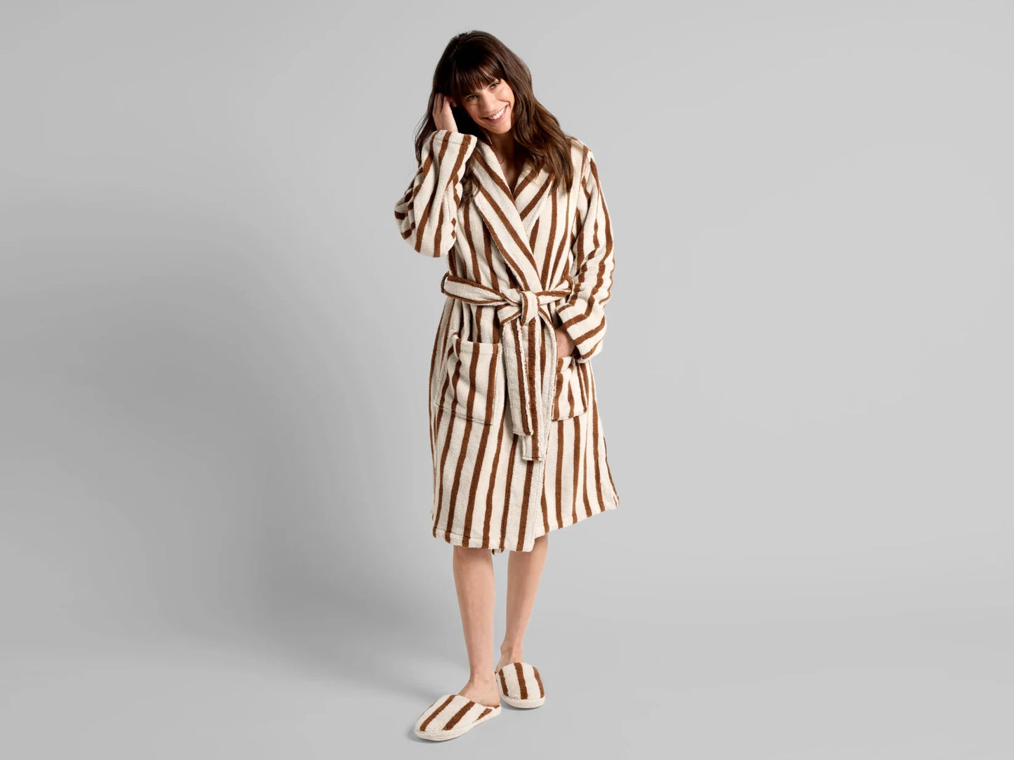 Bone & Tobacco Terry Stripe Robe