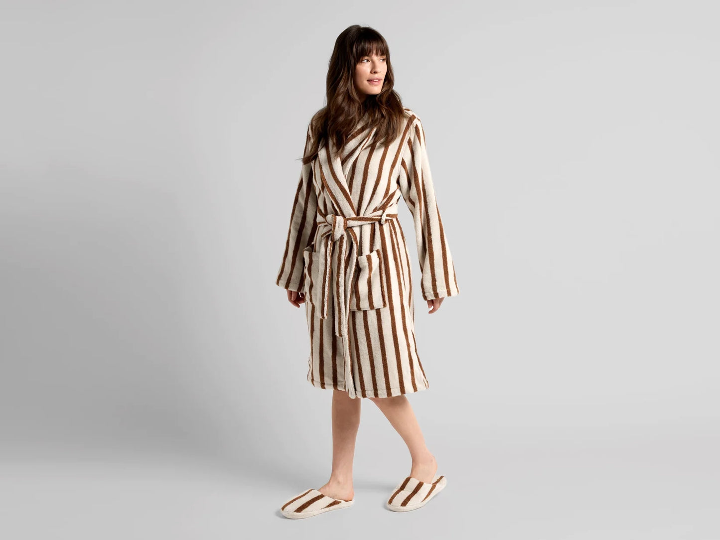 Bone & Tobacco Terry Stripe Robe