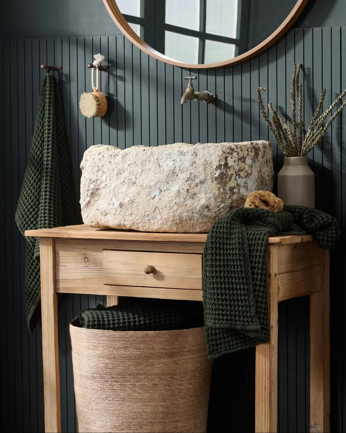 Evergreen Waffle Towels